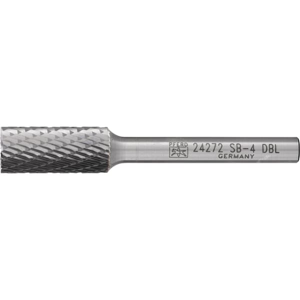 Pferd Carbide Bur - Cylind. (End Cut), DBL Cut - 7/16" x 1" x 1/4" Shank - SB-4 24272 - main